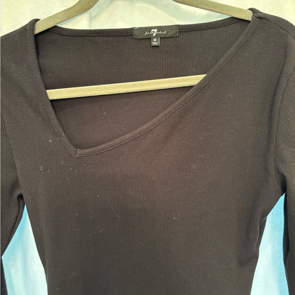 7 For All Mankind Black Ribbed Top - Picture 2 of 3